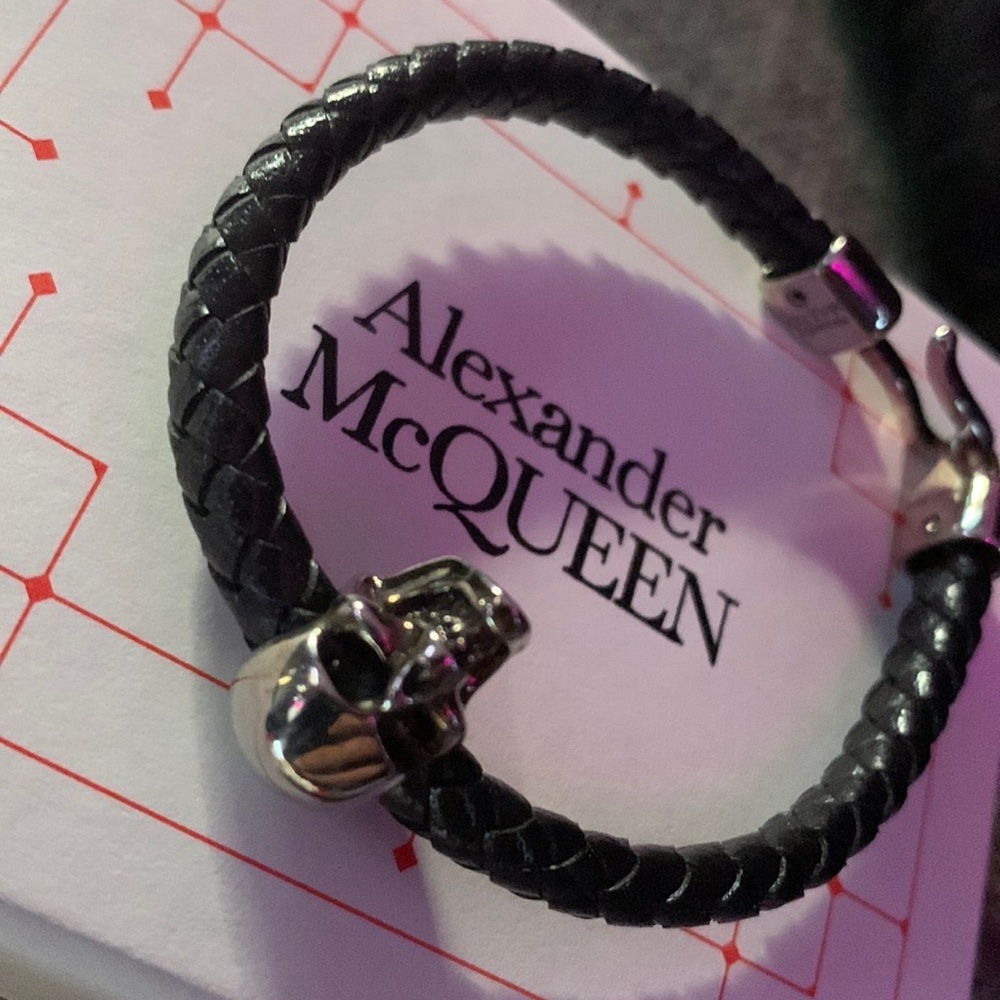 Alexander McQueen skull leather bracelet